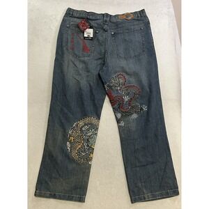 VTG Y2K JNCO Dragon Style Jeans Men's 42 Southpole Wide Leg Baggy Skater Jewels